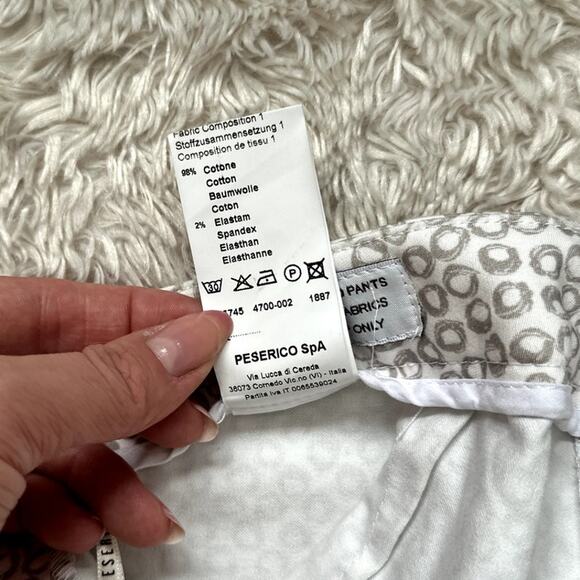 Peserico Slim Cut Tailored Straight Leg Casual Pants Stretch Twill Cropped White - Picture 9 of 10